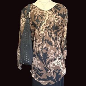 Elegant Brown Floral Women's Top